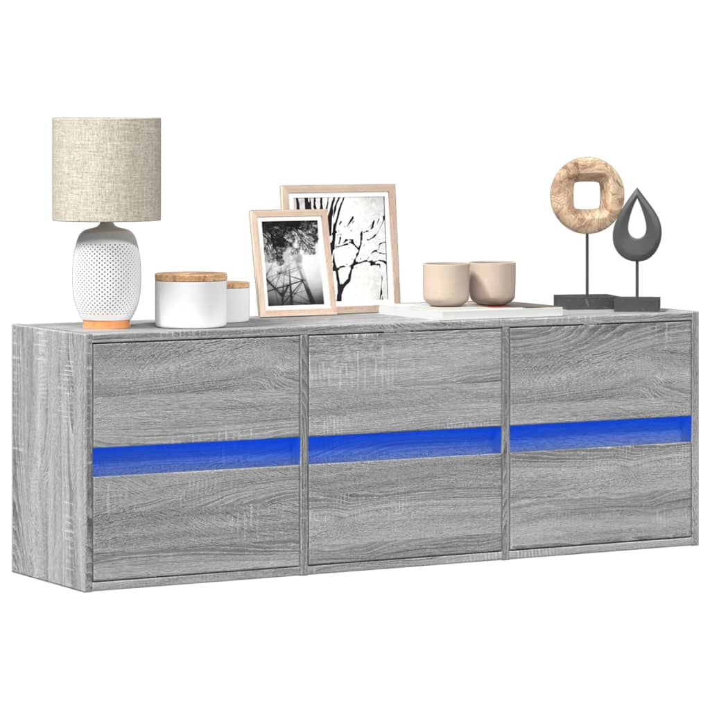 vidaXL Έπιπλο Τοίχου Τηλεόρασης με LED Γκρι Sonoma 130x31x45 εκ.