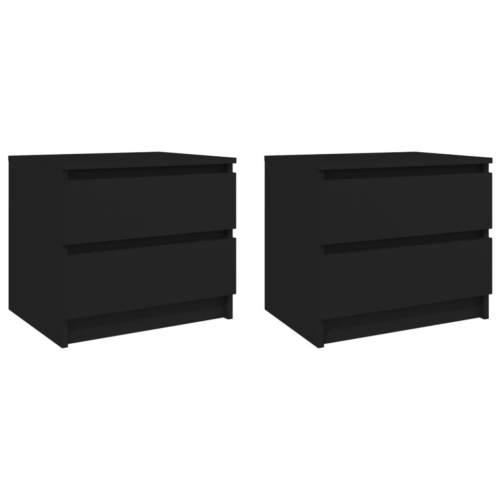 vidaXL Κομοδίνα 2 τεμ. Μαύρα 50 x 39 x 43,5 εκ. από Επεξ. Ξύλο