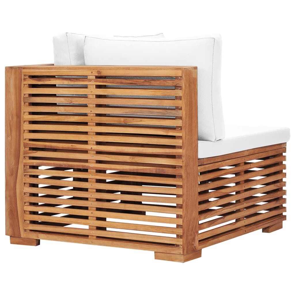 vidaXL Καναπές Κήπου Γωνιακός από Μασίφ Ξύλο Teak με Κρεμ Μαξιλάρι