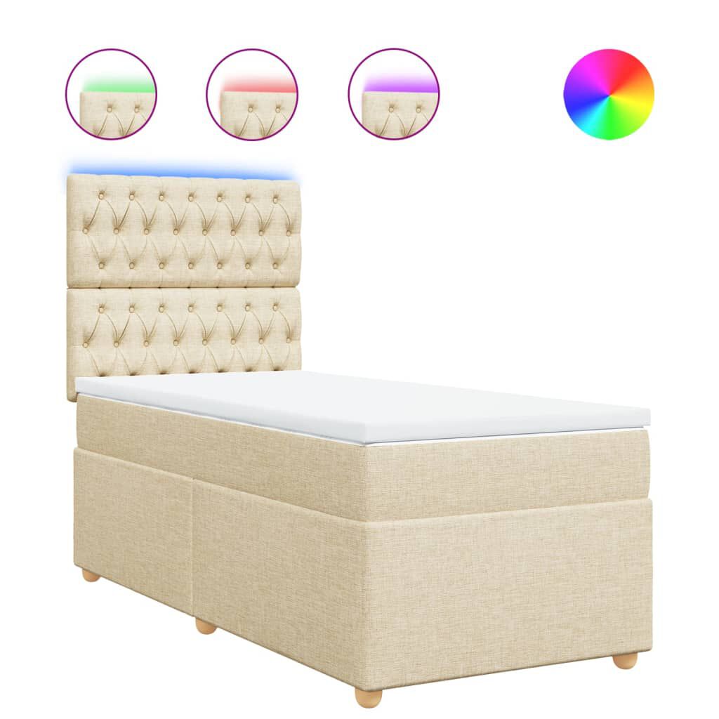vidaXL Κρεβάτι Boxspring με Στρώμα Κρεμ 80 x 200 εκ. Υφασμάτινο