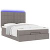 vidaXL Οθωμανικό κρεβάτι με στρώμα & LEDs Taupe 140x200 cm Ύφασμα