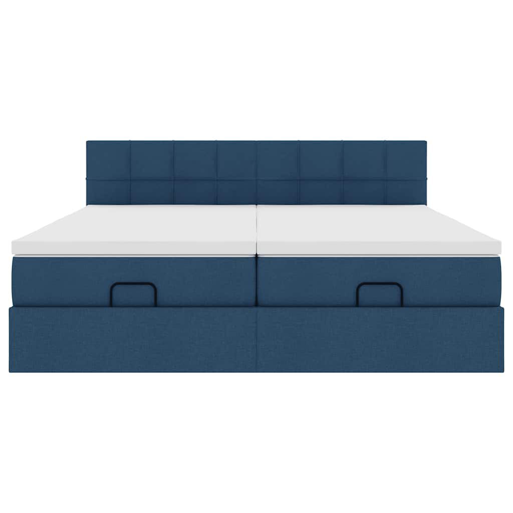 vidaXL Οθωμανικό κρεβάτι με στρώματα μπλε 180x200cm ύφασμα