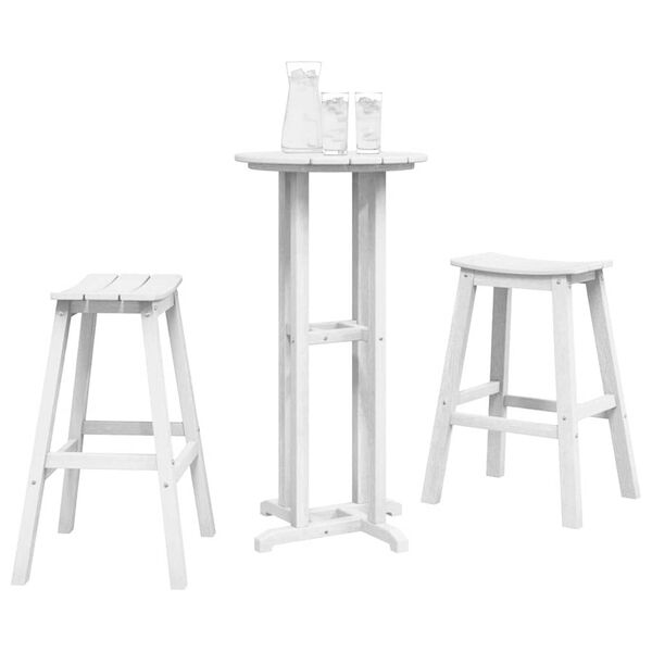 vidaXL Σετ Μπαρ Κήπου 3 pcs Λευκό HDPE