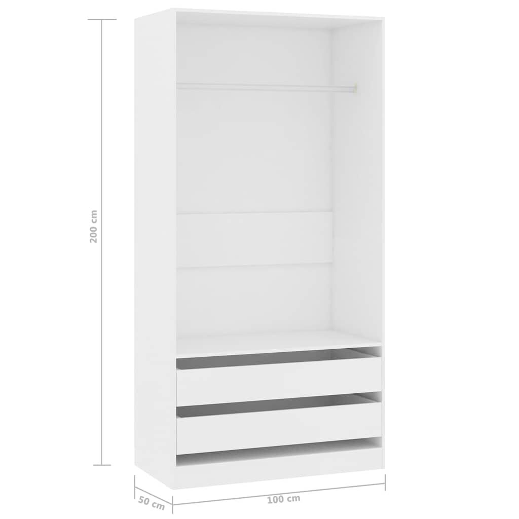 vidaXL Ντουλάπα Λευκή 100 x 50 x 200 εκ. από Επεξ. Ξύλο