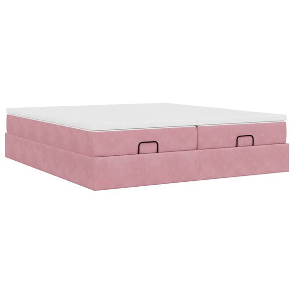 vidaXL Οθωμανικό κρεβάτι με στρώματα ροζ 180x200cm Velvet