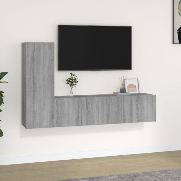 vidaXL Σετ Επίπλων Τηλεόρασης 3 Τεμ. Γκρι Sonoma Επεξεργασμένο Ξύλο