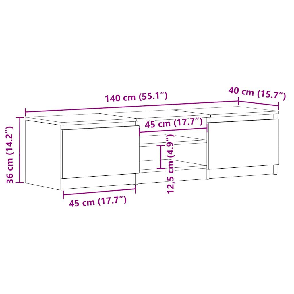 vidaXL Έπιπλο Τηλεόρασης Sonoma Δρυς 140x40x35,5 εκ. από Επεξ. Ξύλο