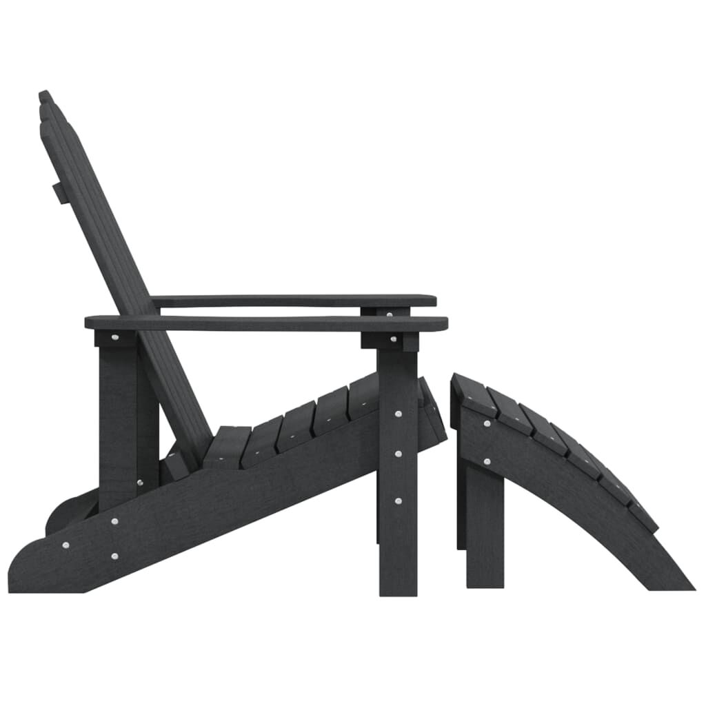 vidaXL Καρέκλα Κήπου Adirondack με Υποπόδιο Ανθρακί από HDPE