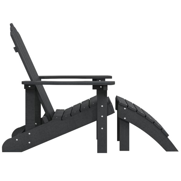 vidaXL Καρέκλα Κήπου Adirondack με Υποπόδιο Ανθρακί από HDPE