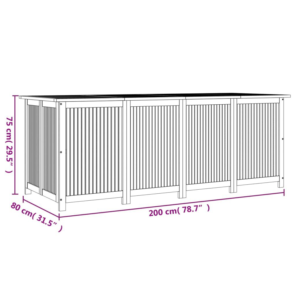 vidaXL Μπαούλο Αποθήκευσης Κήπου 200x80x75 εκ. από Μασίφ Ξύλο Ακακίας