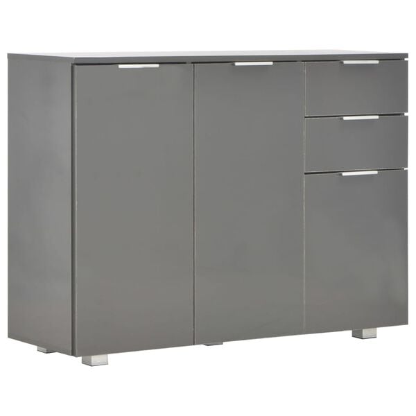 vidaXL Μπουφές Γυαλιστερός Γκρι 107x35x80,5 εκ.
