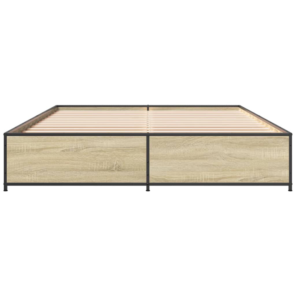 vidaXL Πλαίσιο Κρεβατιού Sonoma Δρυς 150x200 εκ. Επεξ. Ξύλο & Μέταλλο