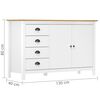 vidaXL Μπουφές Hill Λευκός 130x40x80 εκ. από Μασίφ Ξύλο Πεύκου