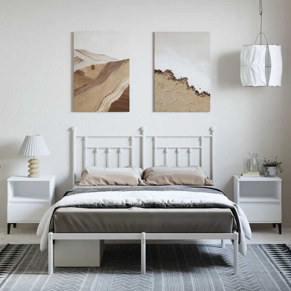 vidaXL Πλαίσιο Κρεβατιού με Κεφαλάρι Λευκό 150 x 200 εκ. Μεταλλικό