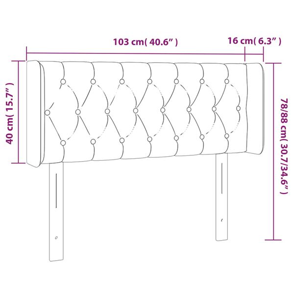 vidaXL Κεφαλάρι Κρεβατιού LED Σκούρο Γκρι 103x16x78/88 εκ. Βελούδινο