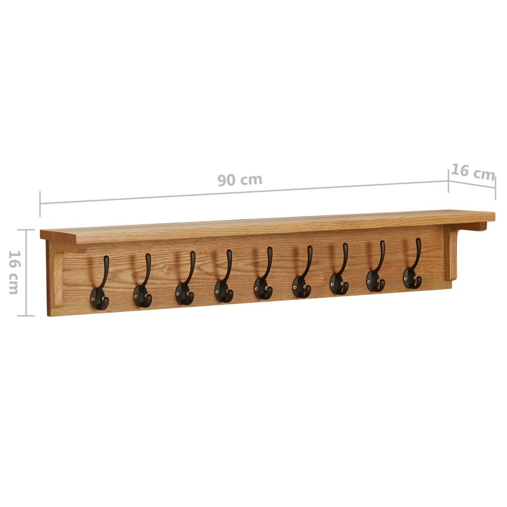 vidaXL Κρεμάστρα Τοίχου 90 x 16 x 16 εκ. από Μασίφ Ξύλο Δρυός
