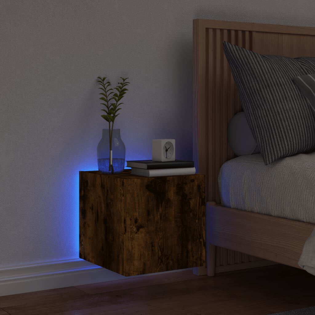 vidaXL Έπιπλο Τοίχου Τηλεόρασης με LED Καπνιστή Δρυς 30,5x35x30 εκ.
