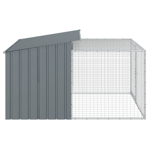 vidaXL Σπιτάκι Σκύλου με Αυλή Ανθρακί 153x194x110 εκ. Γαλβαν. Χάλυβας