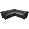 vidaXL Καναπές Γωνιακός Πενταθέσιος Chesterfield Μαύρος Συνθετικό Δέρμα