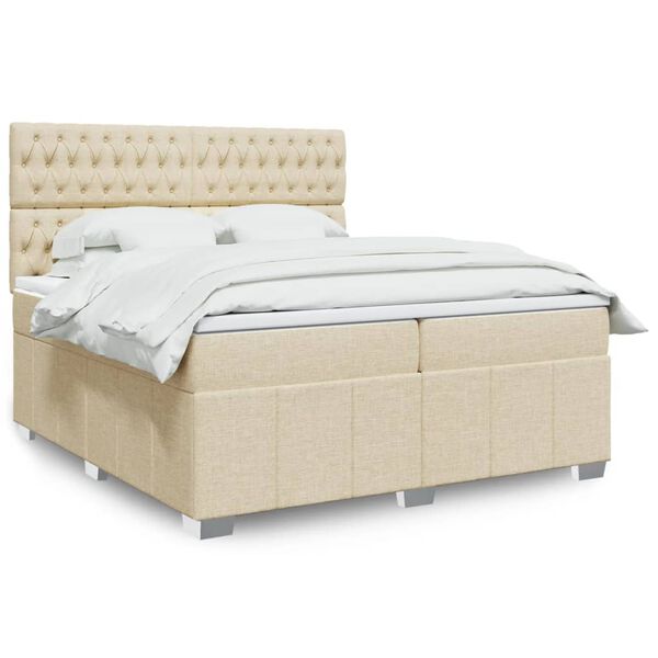 vidaXL &Kappa;&rho;&epsilon;&beta;ά&tau;&iota; Boxspring &mu;&epsilon; &Sigma;&tau;&rho;ώ&mu;&alpha; &Kappa;&rho;&epsilon;&mu; 200x200 &epsilon;&kappa;. &Upsilon;&phi;&alpha;&sigma;&mu;ά&tau;&iota;&nu;&omicron;