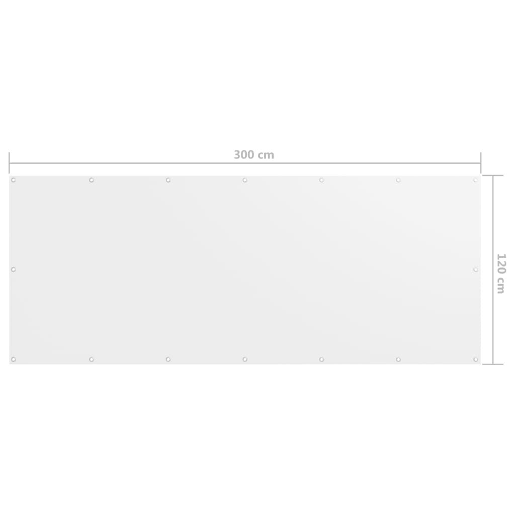 vidaXL Διαχωριστικό Βεράντας Λευκό 120 x 300 εκ. Ύφασμα Oxford