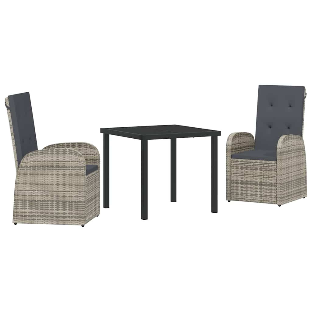 vidaXL Σέτ φαγητού για κήπο με μαξιλάρι 5 pcs Γκρι συνθετικό ρατάν
