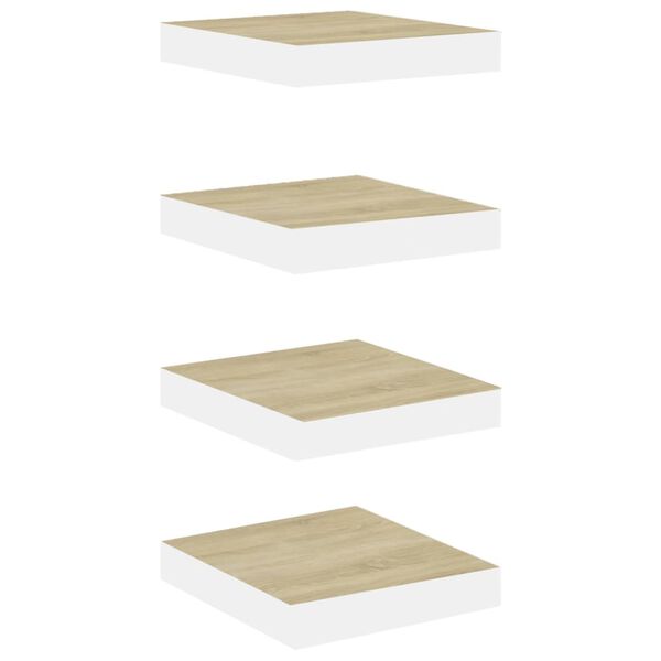 vidaXL Ράφια Τοίχου 4 τεμ. Δρυς και Άσπρο 23x23,5x3,8 εκ. MDF