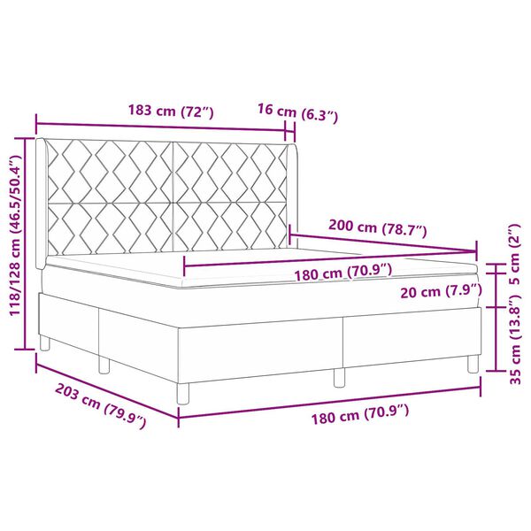 vidaXL Κρεβάτι με Στρώμα Σπαστό Σκούρο Μπλε 180x200 εκ. Βελούδο