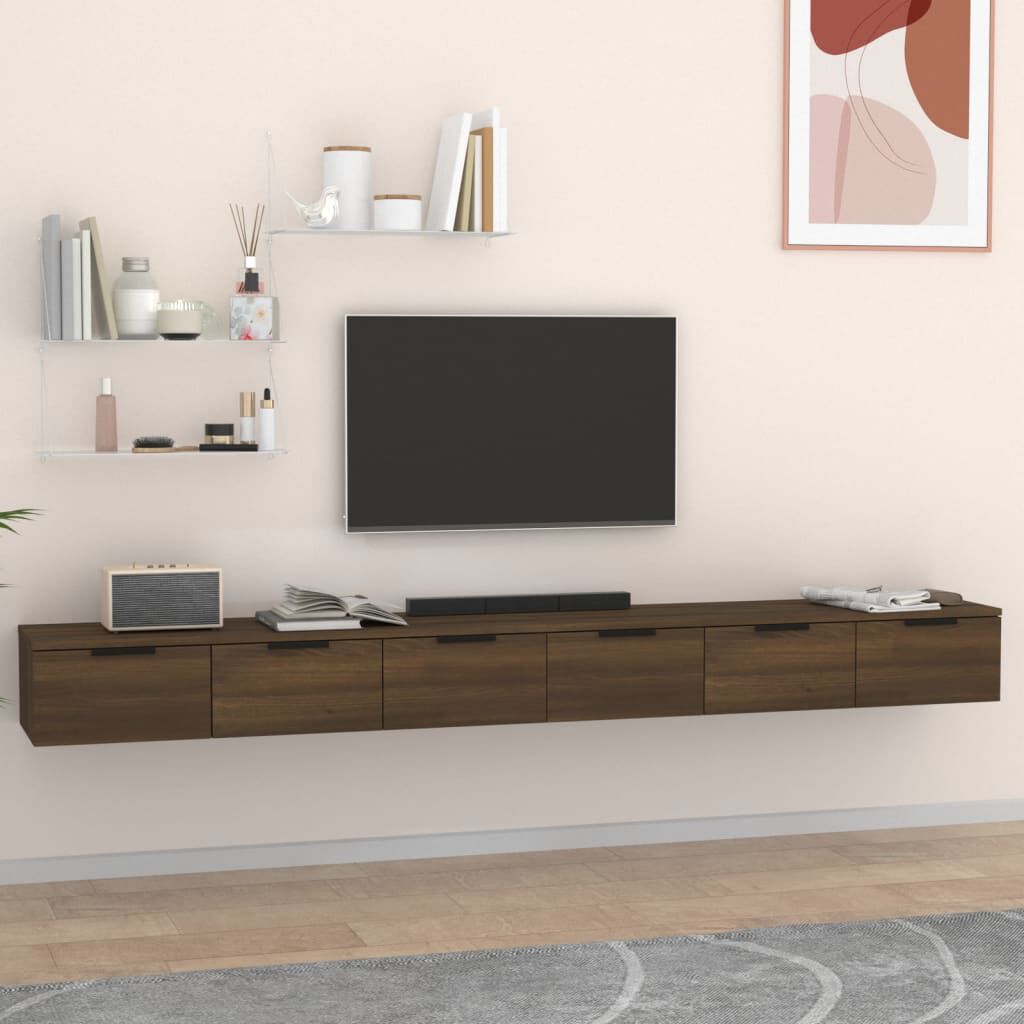 vidaXL Ντουλάπια Τοίχου 2 τεμ. Καφέ Δρυς 102x30x32 εκ. Επεξ. Ξύλο