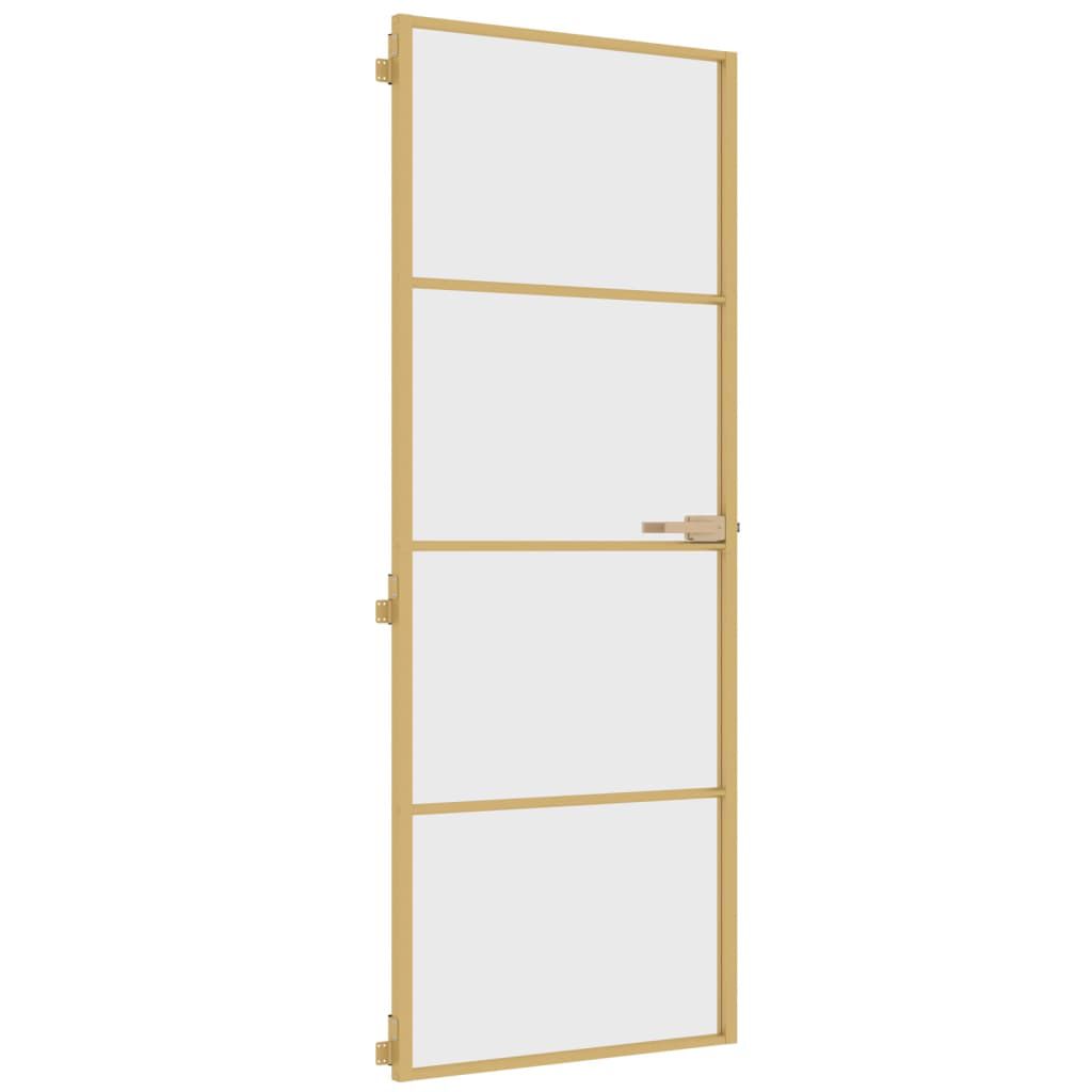 vidaXL Εσωτερική Πόρτα Χρυσή 76 x 201,5 εκ. Ψημένο Γυαλί & Αλουμίνιο
