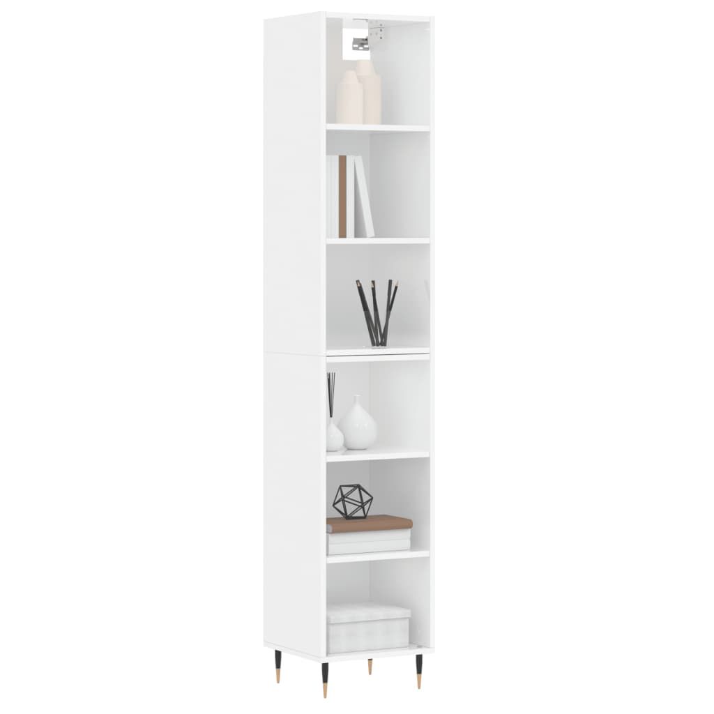 vidaXL Ραφιέρα Γυαλιστερό Λευκό 34,5x32,5x180 εκ. Επεξεργασμένο Ξύλο