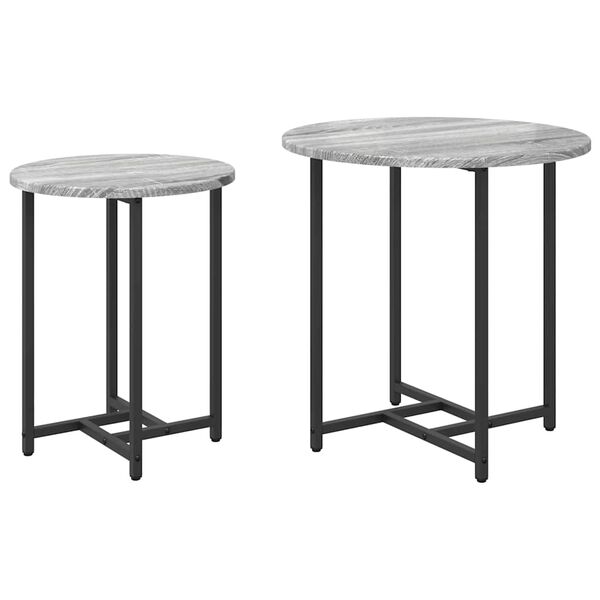 vidaXL Σετ βοηθητικά τραπεζάκια 2 pcs Γκρι σονόμα και Μαύρο