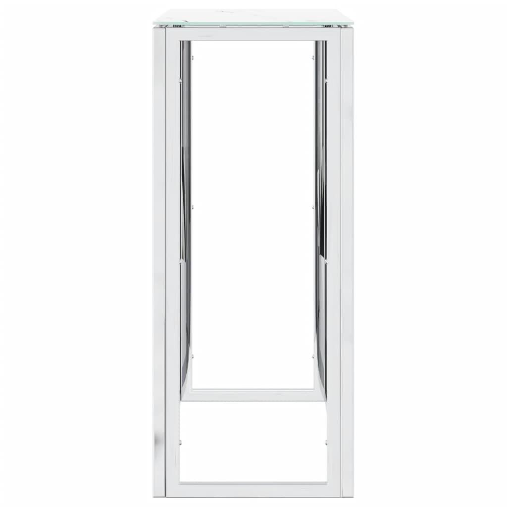 vidaXL Τραπέζι Κονσόλα Ασημί 70x30x70 εκ. Ανοξείδωτο Ατσάλι και Γυαλί