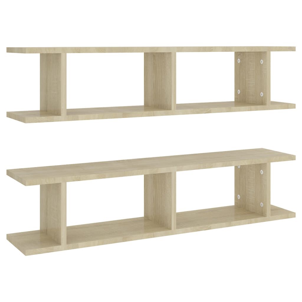vidaXL Ραφιέρες Τοίχου 2 τεμ. Sonoma Δρυς 90x18x20 εκ. από Μοριοσανίδα