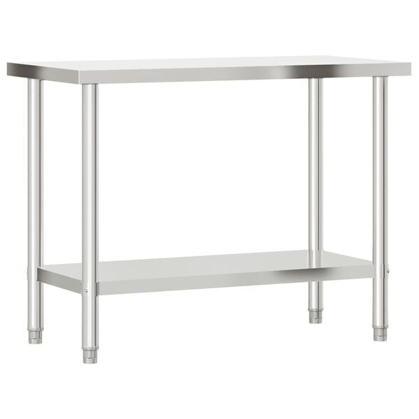 vidaXL Πάγκος Εργασίας Κουζίνας με Ράφι 110x55x120 εκ. Ανοξείδ. Ατσάλι