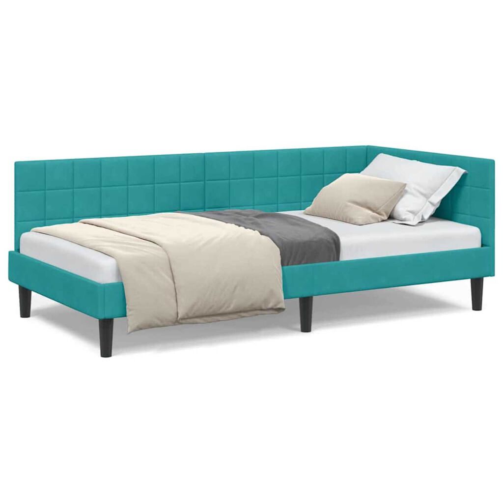 vidaXL Κρεβάτι Γωνίας με κεφαλάρι Τιρκουάζ 90 x 190 cm Βελούδο