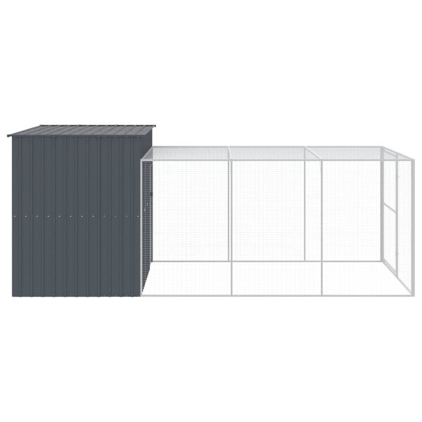 vidaXL Σπιτάκι Σκύλου με Αυλή Ανθρακί 214x457x181 εκ. Γαλβαν. Χάλυβας