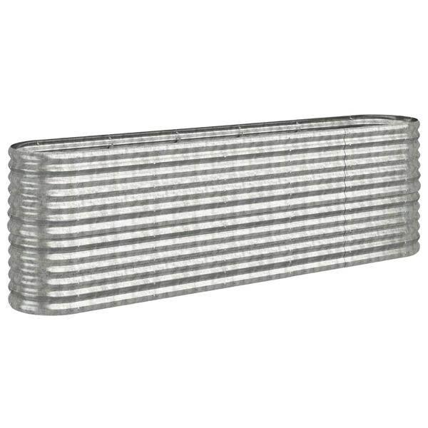vidaXL Ζαρντινιέρα Ασημί 224x40x68 εκ. Ατσάλι με Ηλεκτρ. Βαφή Πούδρας