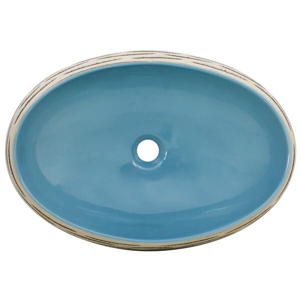 vidaXL Νιπτήρας Οβάλ Πολύχρωμος 59 x 40 x 15 εκ. Κεραμικός