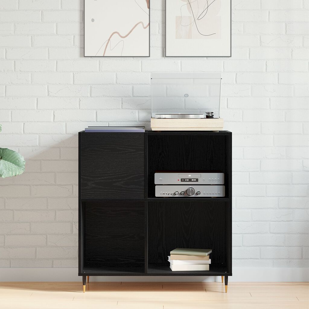 vidaXL Ντουλάπι Δισκογραφίας Μαύρη Δρυς 84,5x38x89 εκ Επεξεργασμένο Ξύλο