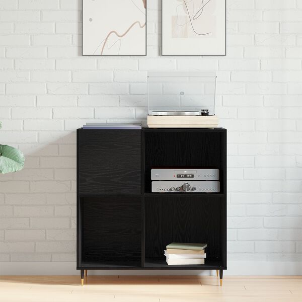 vidaXL Ντουλάπι Δισκογραφίας Μαύρη Δρυς 84,5x38x89 εκ Επεξεργασμένο Ξύλο