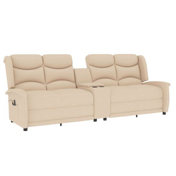 vidaXL Πολυθρόνα Μασάζ Τετραθέσια με Ποτηροθήκη Ανακλινόμενη Κρεμ