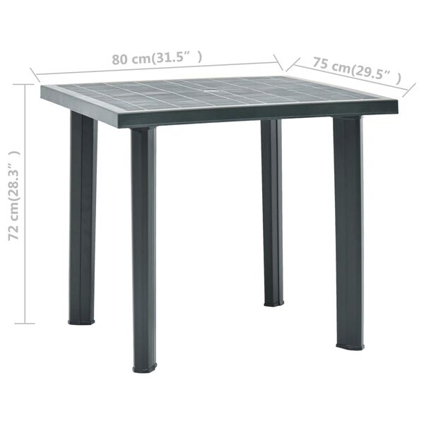 vidaXL Τραπέζι Κήπου Πράσινο 80 x 75 x 72 εκ. Πλαστικό