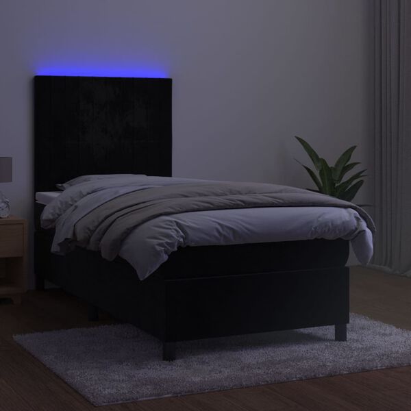 vidaXL &Kappa;&rho;&epsilon;&beta;ά&tau;&iota; Boxspring &mu;&epsilon; &Sigma;&tau;&rho;ώ&mu;&alpha; & LED &Mu;&alpha;ύ&rho;&omicron; 90x190 &epsilon;&kappa;. &Beta;&epsilon;&lambda;&omicron;ύ&delta;&iota;&nu;&omicron;