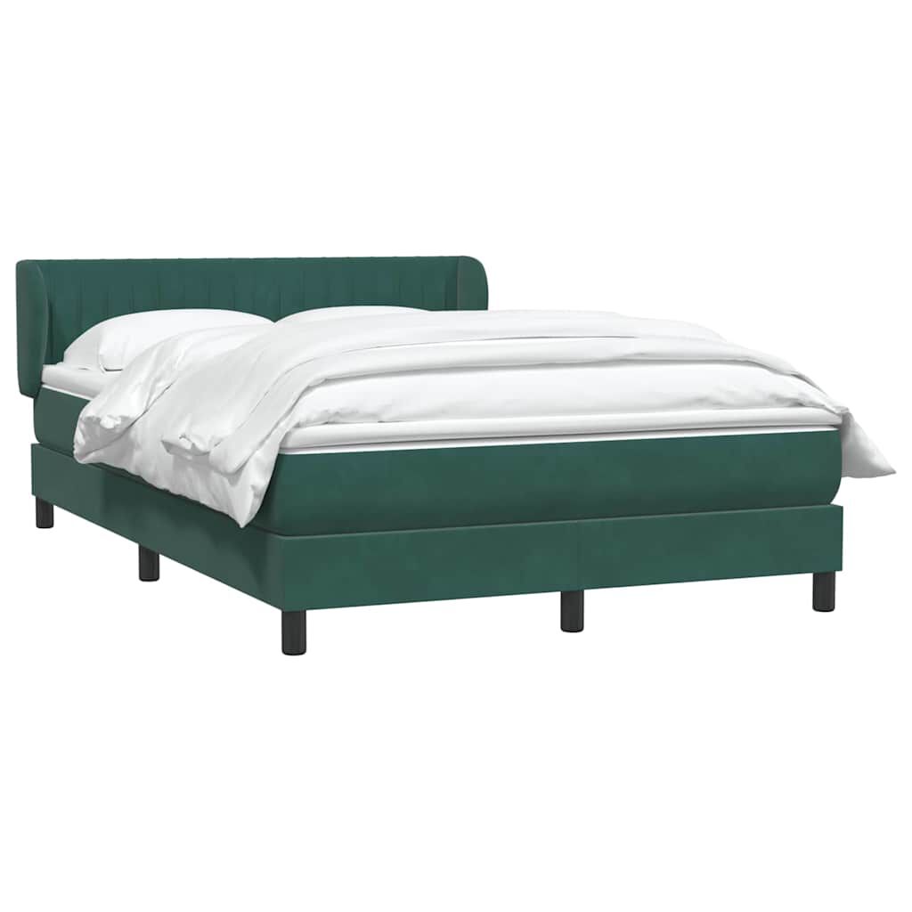 vidaXL Box Spring Κρεβάτι με στρώμα Σκούρο πράσινο 140x220cm Βελούδινο