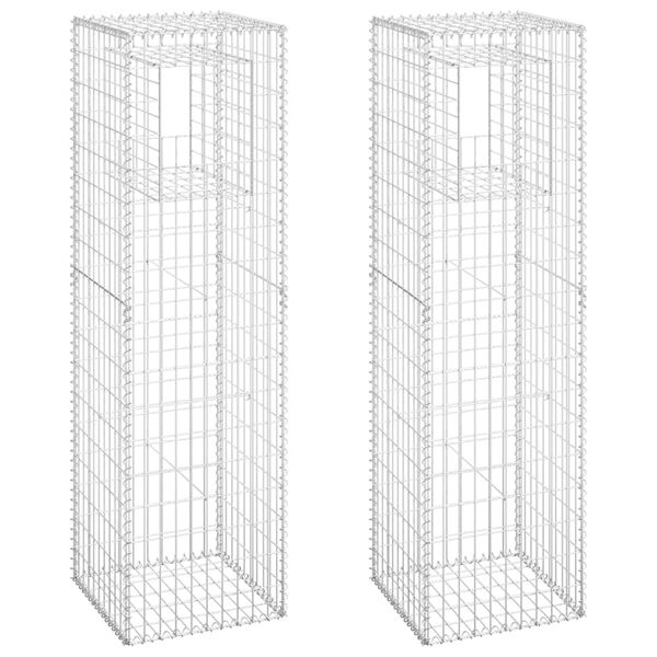 vidaXL Συρματοκιβώτια Στύλοι 2 τεμ. 50 x 50 x 180 εκ. Σιδερένιοι