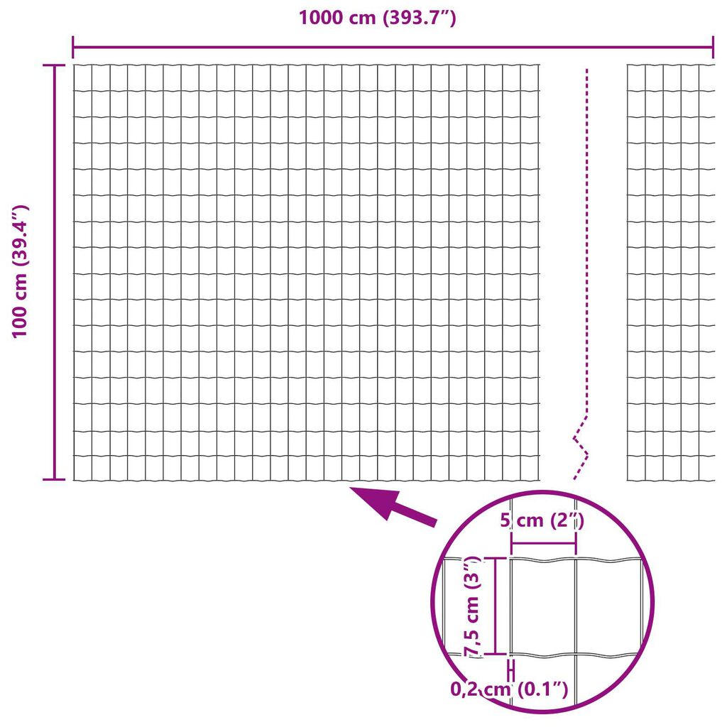 vidaXL Euro Fence με 7 πόλους 1x10 μ Γαλβανισμένος Χάλυβας Πράσινος