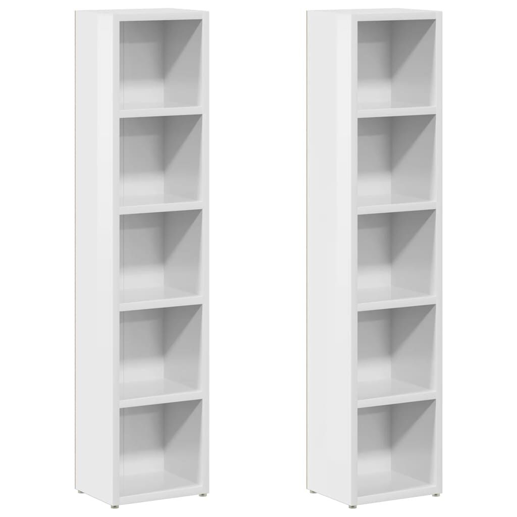 vidaXL Έπιπλα CD 2 τεμ. Γυαλιστερό Λευκό 21x16x93,5 εκ. Μοριοσανίδα