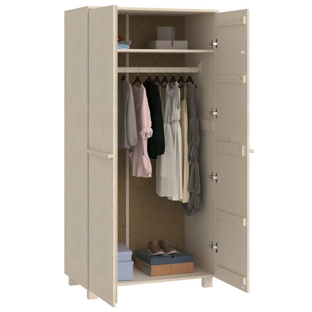 vidaXL Ντουλάπα HAMAR Καφέ Μελί 89 x 50 x 180 εκ. Μασίφ Ξύλο Πεύκου