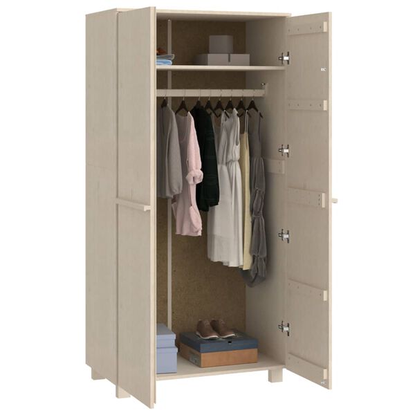 vidaXL Ντουλάπα HAMAR Καφέ Μελί 89 x 50 x 180 εκ. Μασίφ Ξύλο Πεύκου